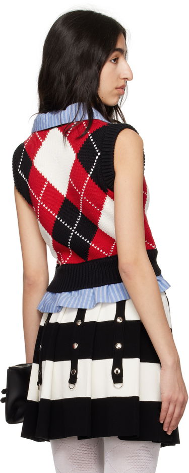 Pleteni pulover Charles Jeffrey Loverboy Charles Jeffrey LOVERBOY Cropped Argyle Vest Rdeča | 54091401, 2