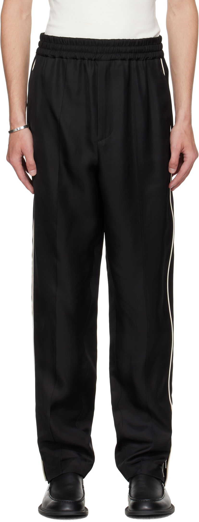 Hlače Jil Sander Jil Sander Piped Trousers Črna | J61KA0061_J65280