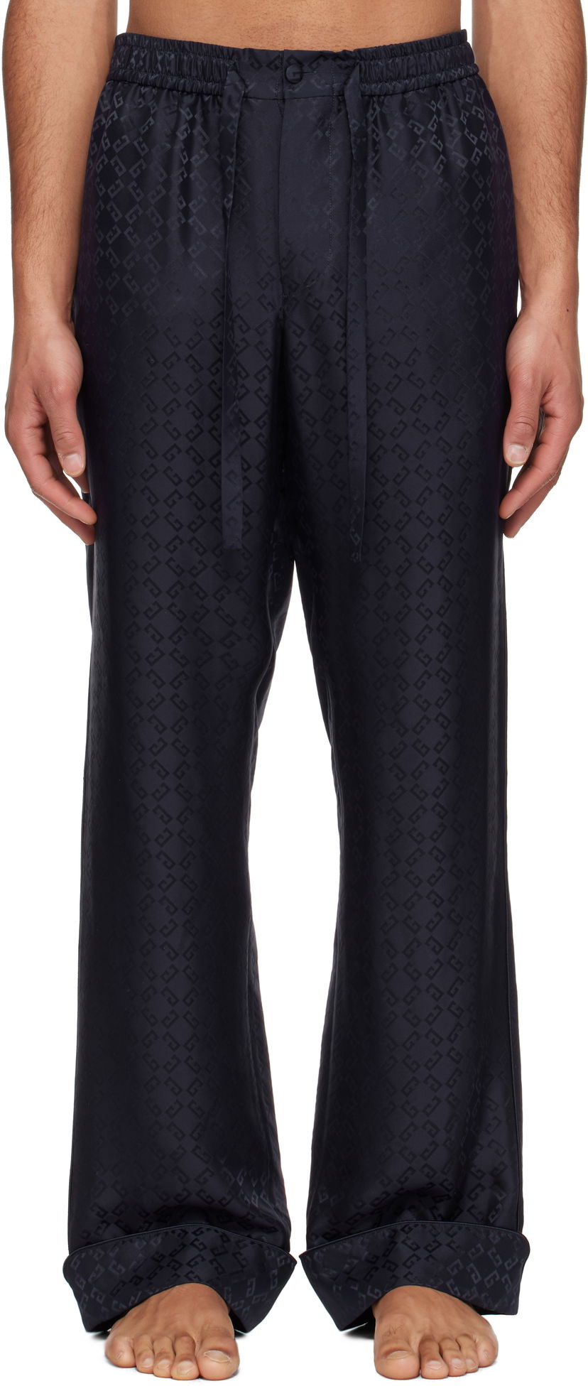 Hlače Givenchy Givenchy Monogram Jacquard Pyjama Pants Črna | BM51J015U4401