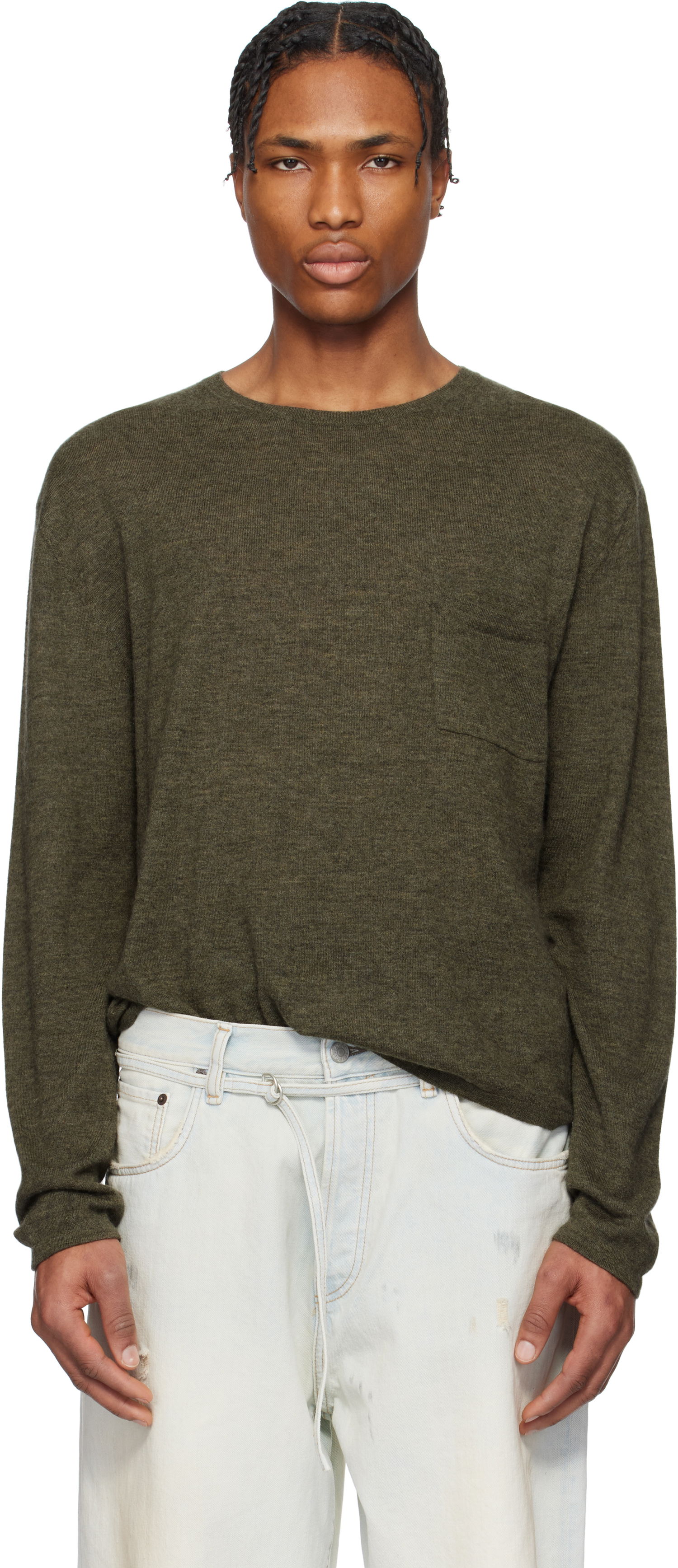 Pleteni pulover Acne Studios Acne Studios Cashmere Crew Neck Sweater Zelena | B60354-, 0
