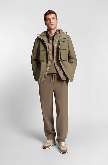 Pleteni pulover BOSS Regular-fit sweater with corduroy rib Zelena | 50549989, 1