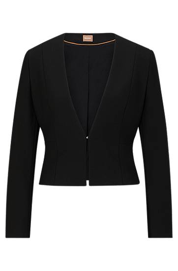 Jakna BOSS Slim-Fit Cropped Stretch Jacket Črna | 50493541