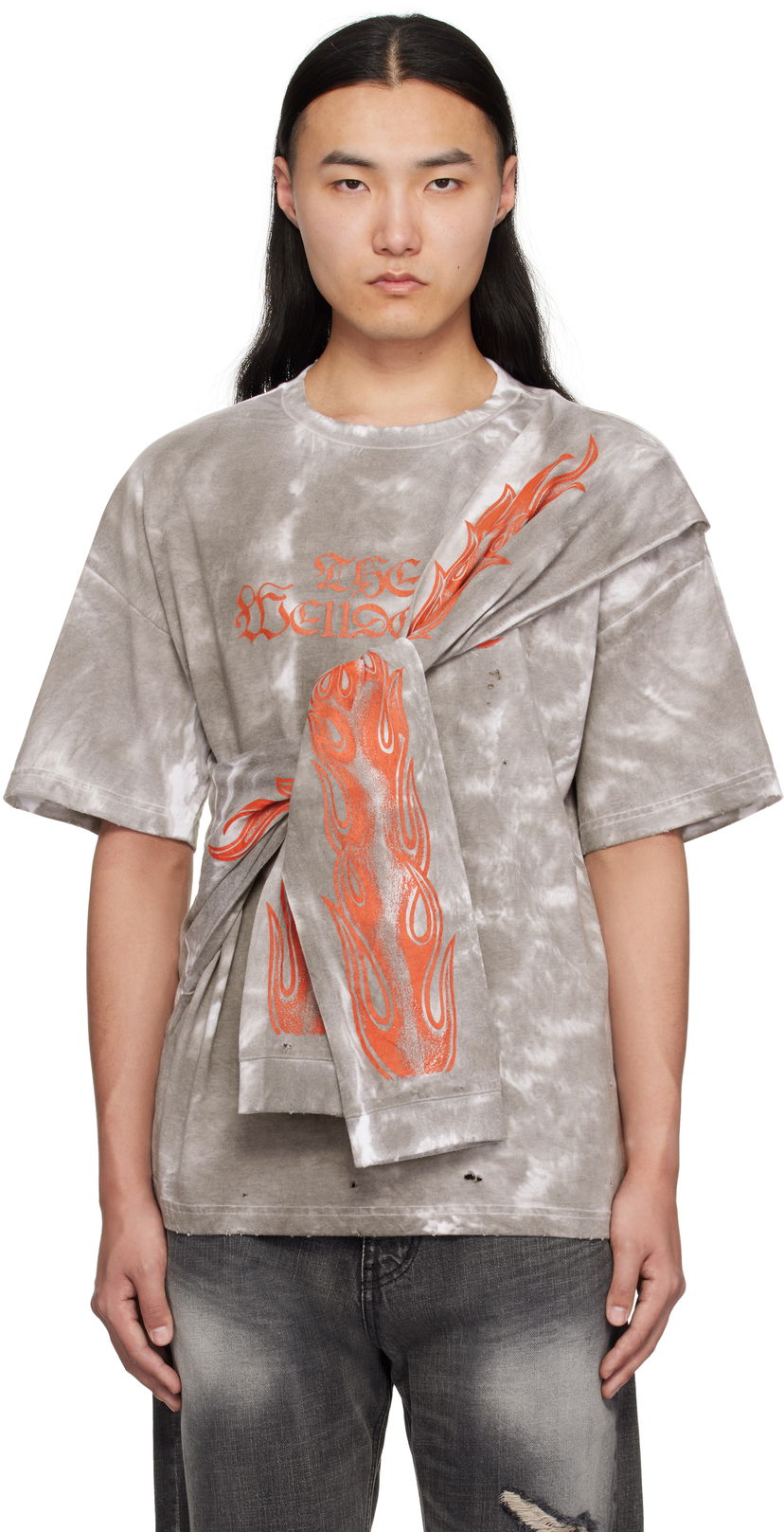 Majica We11done We11done Muddy 4 Sleeves T-Shirt Siva | WD-TT0-25-732-U-BK