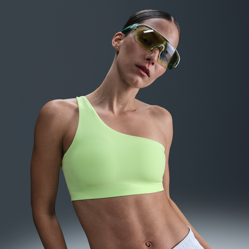 Modrček Nike Zenvy Asymmetrical Light-Support Padded Sports Bra Zelena | HQ9182-701