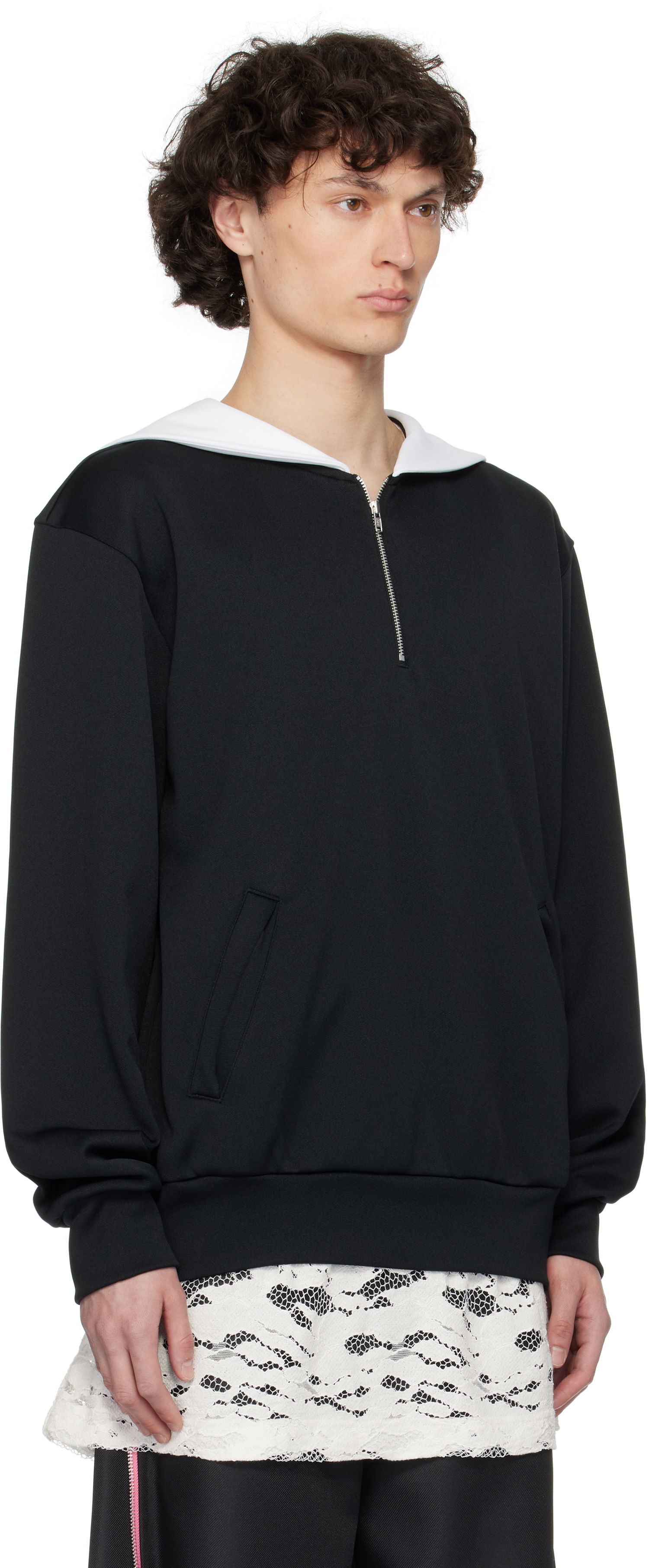 Pulover Comme des Garçons Homme Plus Smooth Thick Quarter Zip Sweatshirt Črna | PO-T032-051, 1