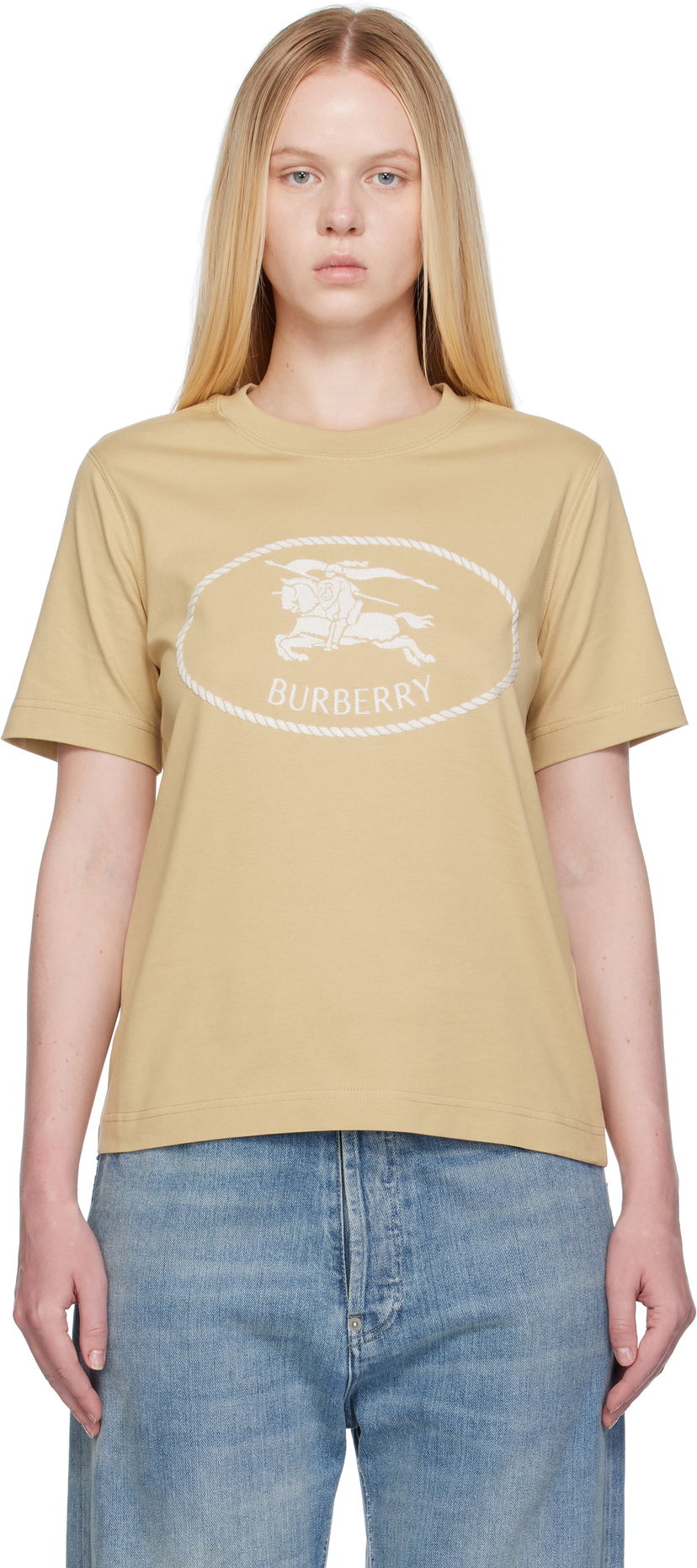 Majica Burberry Burberry Knight Stamp Cotton T-Shirt Bež | 8110926