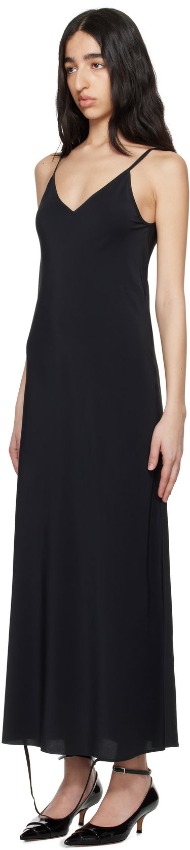 Obleke Maison Margiela MM6 Maison Margiela Silk Maxi Slip Dress Črna | S62DG0047 M35441, 3