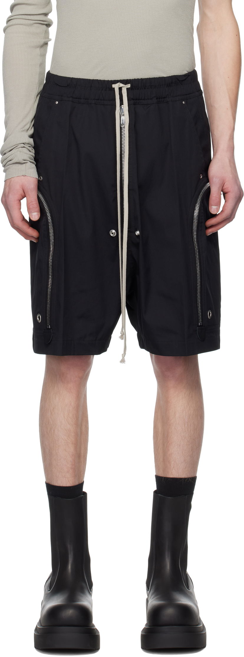 Kratke hlače Rick Owens Rick Owens Hollywood Heavy Bauhaus Bela Shorts Črna | RU01E5392 TE