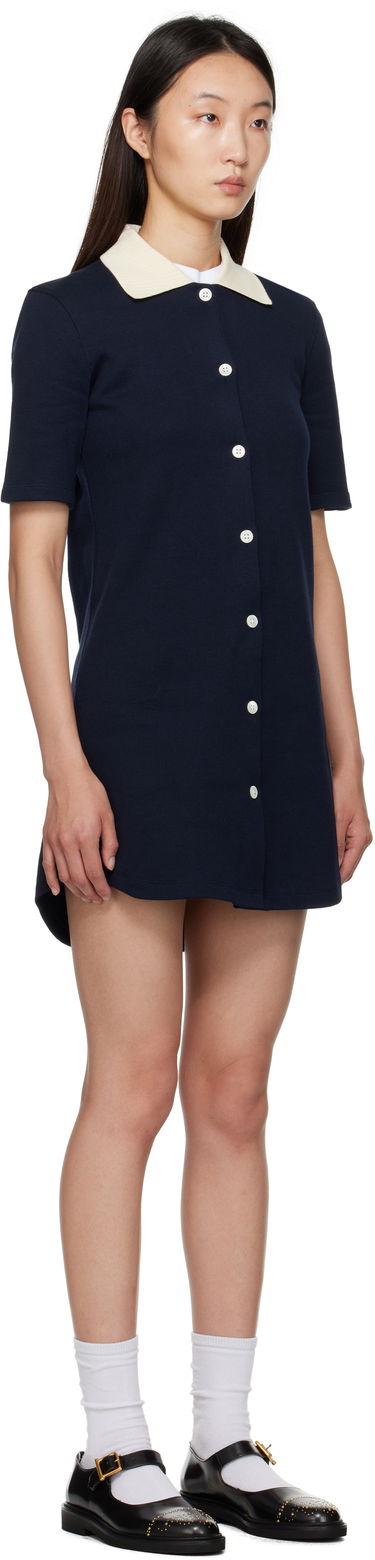 Obleke Thom Browne Thom Browne Double Face Knit Polo Minidress Mornarica | FJD129A-J0223, 1