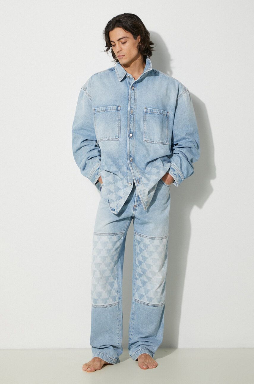 Srajce Marcelo Burlon Overshirt Patterned Long sleeve Modra | CMYE01GF24DEN0014034, 1