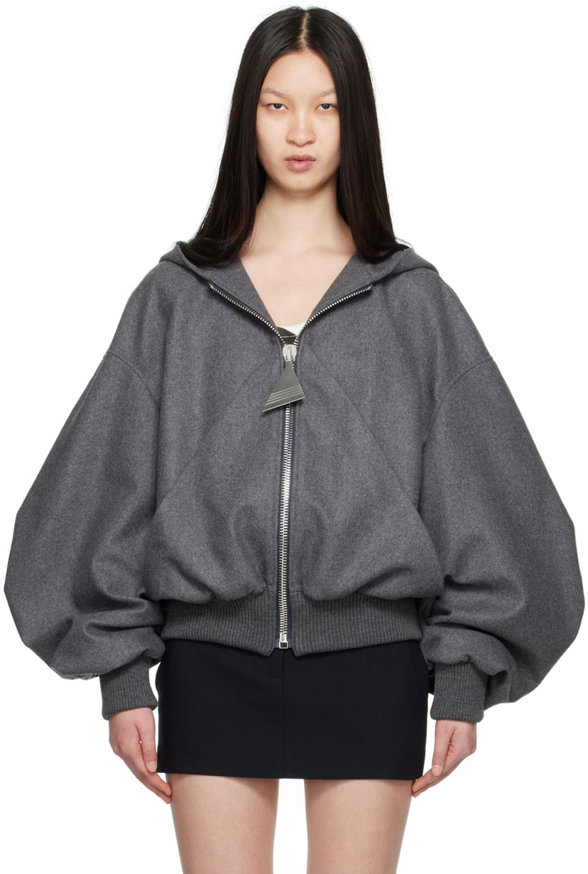 Pulover The Attico Attico Hooded Bomber Jacket Siva | 248WCB41 W055