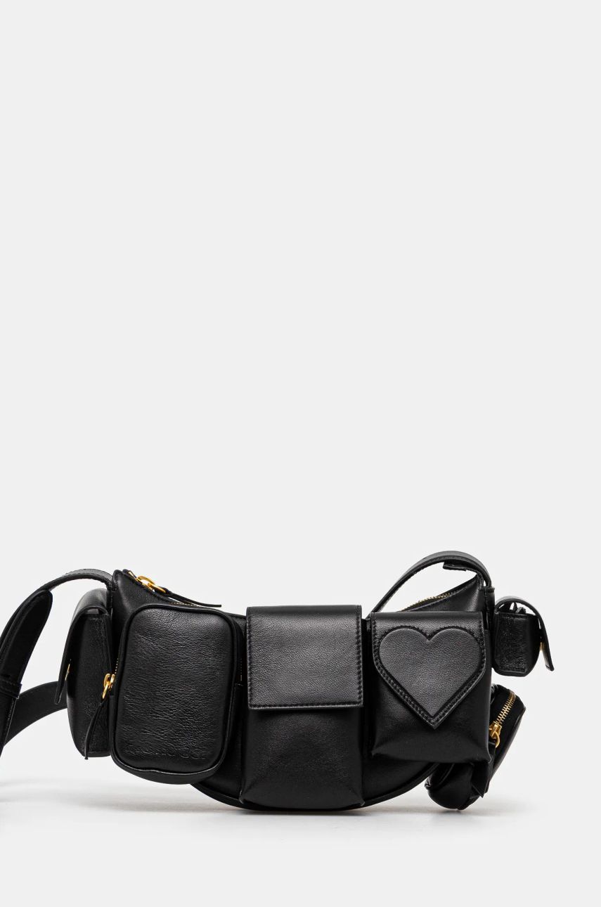 Torbice za okoli pasu Fiorucci Multi-Pocket Leather Waist Bag Črna | U01FPABA123LE04BK01, 0