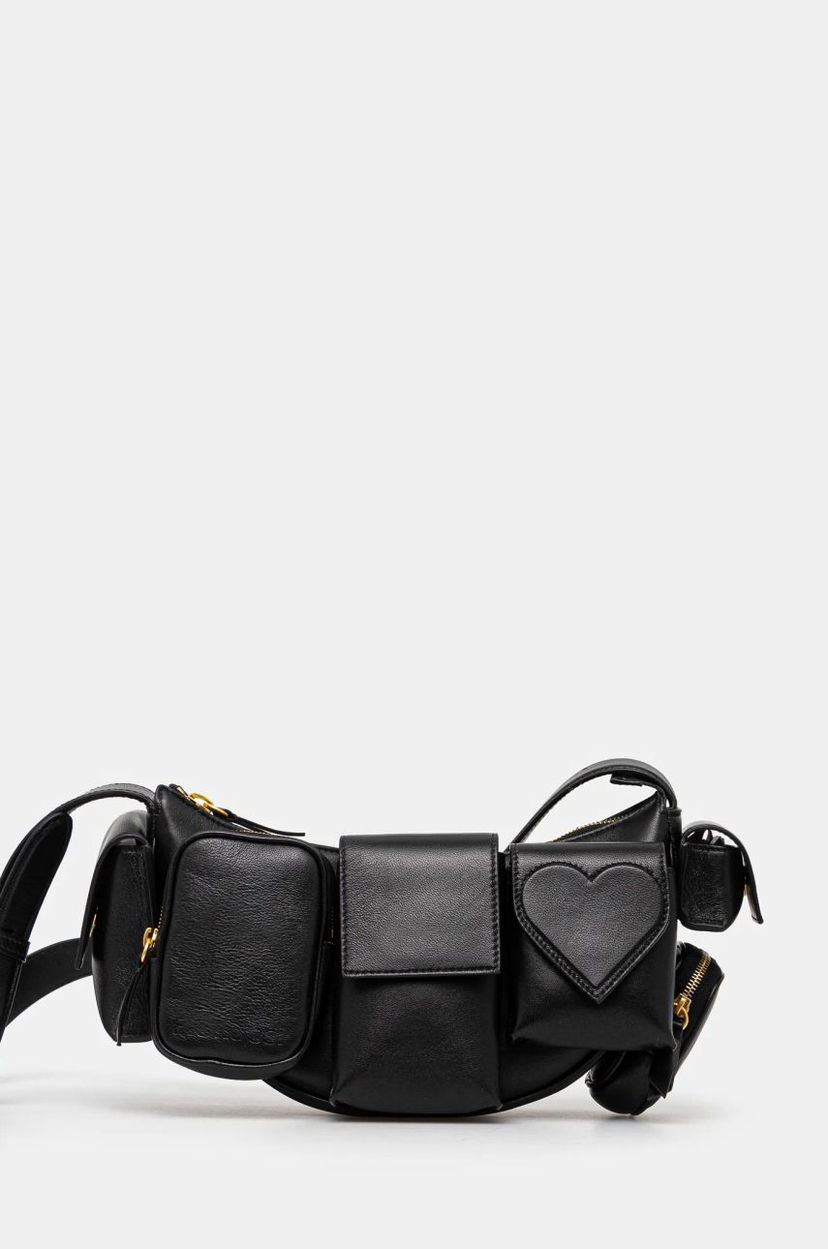 Torbice za okoli pasu Fiorucci Multi-Pocket Leather Waist Bag Črna | U01FPABA123LE04BK01