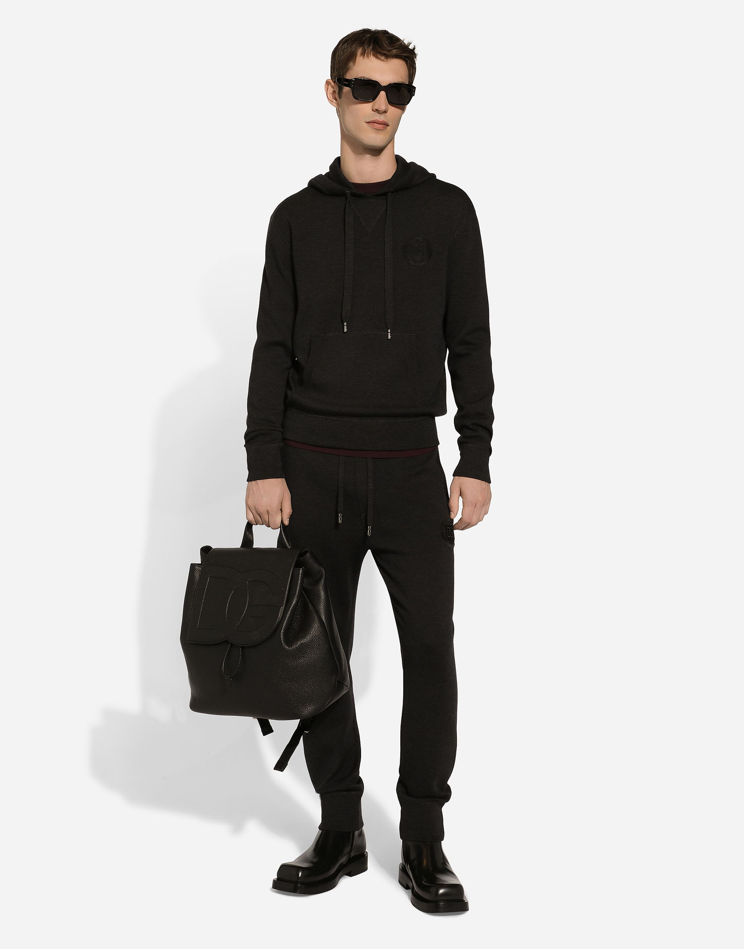 Pulover Dolce & Gabbana Dolce & Gabbana Wool and Silk Hoodie with DG Patch Črna | GXV55ZJFMCZN2958, 1