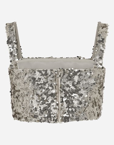 Krop-top Dolce & Gabbana Sequined Crop Top With Straps Kovinski | F79AATFLMIIS0997, 1