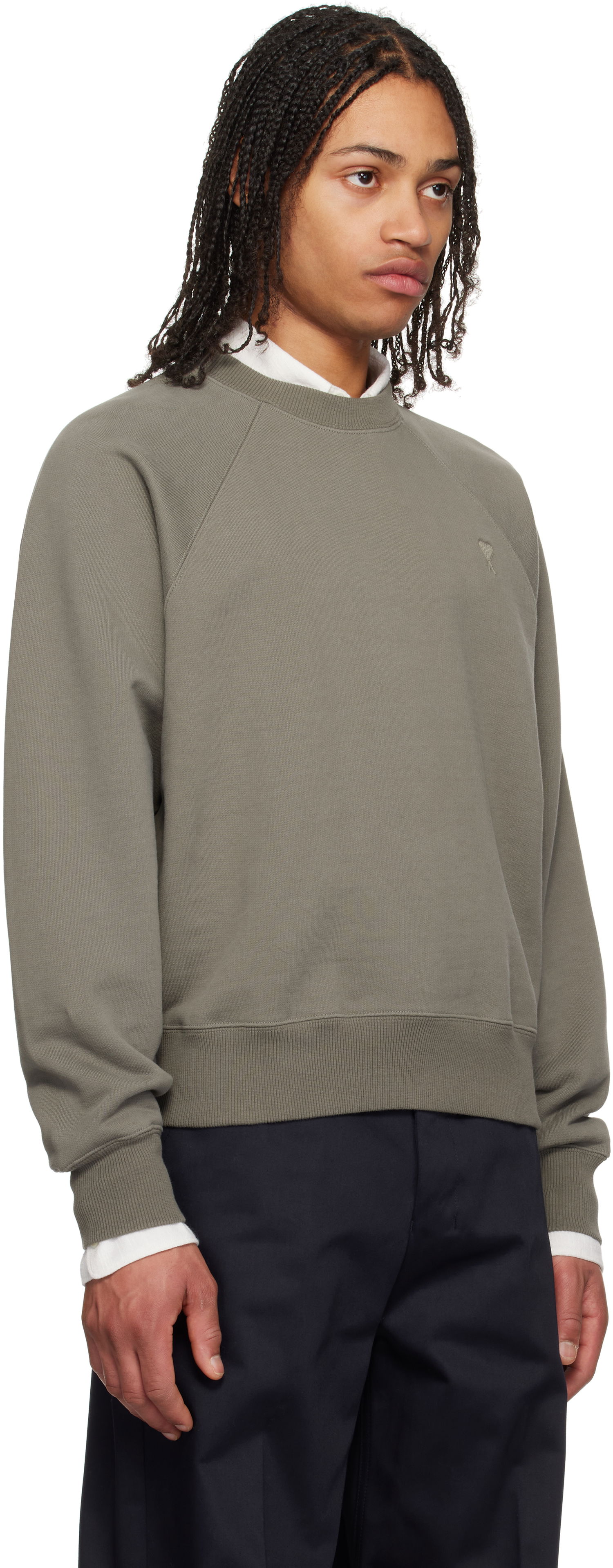 Pleteni pulover AMI AMI Paris Tonal Ami de Coeur Sweatshirt Zelena | USW074.747, 1