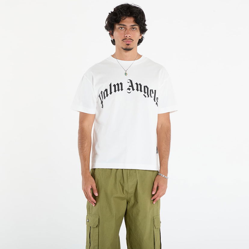 Majica Palm Angels Palm Angels Curved Logo Regular T-Shirt Bela | PMAA109F25JER0030310