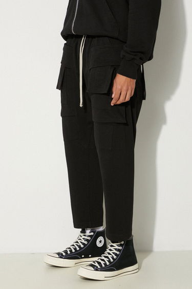 Cargo hlače Rick Owens Rick Owens Creatch Cargo Cropped Drawstring Sweatpants Črna | DU02D2371.RIG, 3