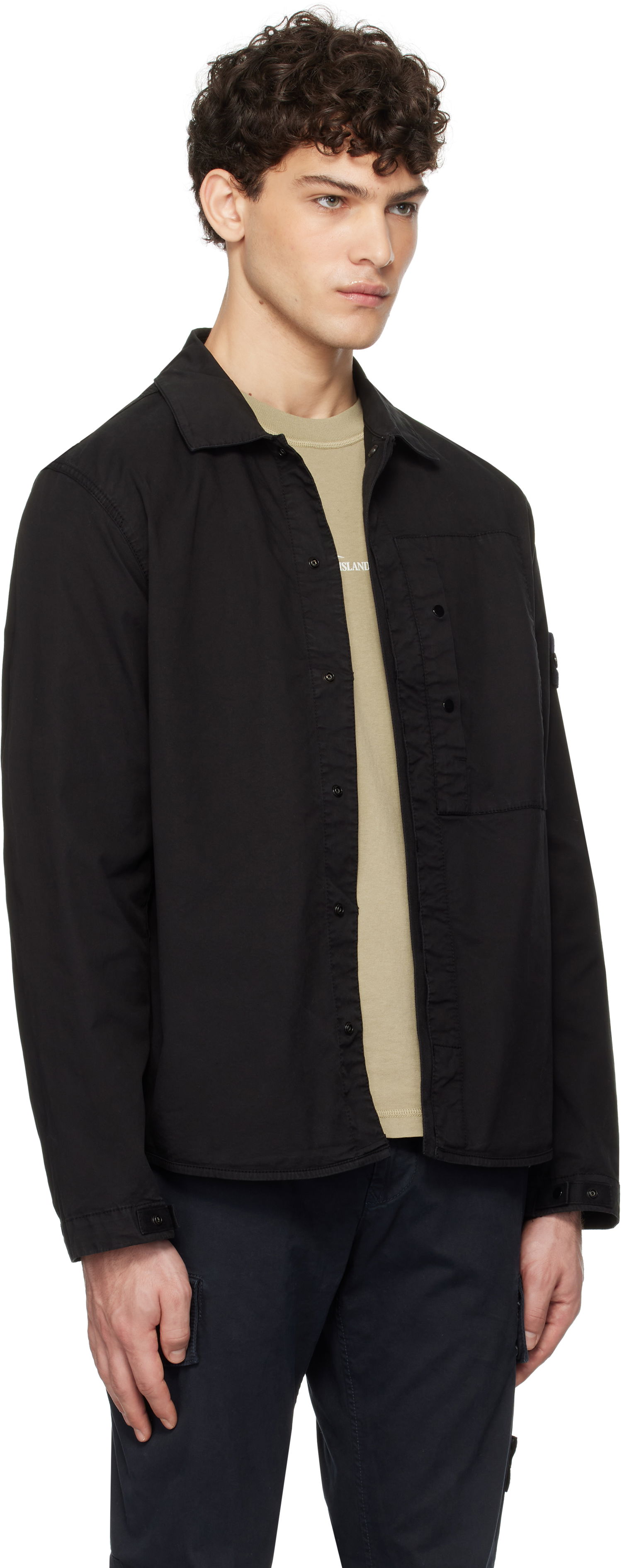 Srajce Stone Island Stone Island Supima Cotton Twill Stretch-TC Overshirt Črna | K1S15 1200033 S0010, 1