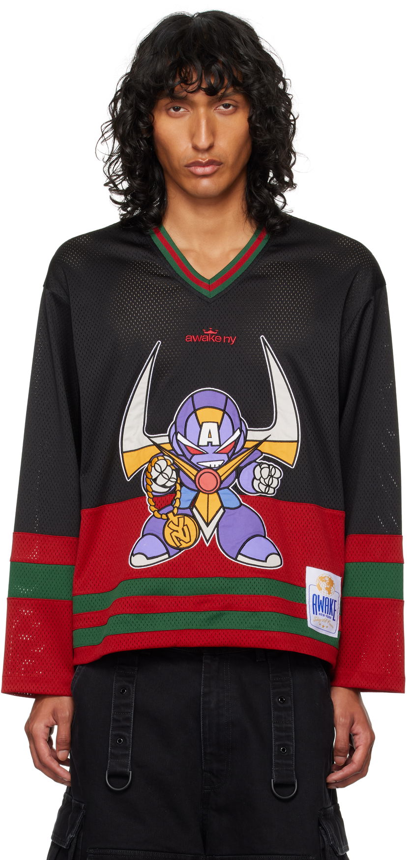 Dres Awake NY Robo Hockey Jersey T-shirt Črna | AWK-FW24-TP008