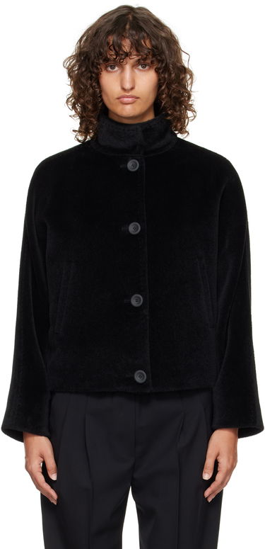 Jakna Max Mara Caladio Cropped Textured High Neck Button-Up Jacket Črna | 2526086091600, 0