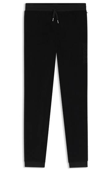 Trenirka BOSS Cotton-blend Joggers with Embroidered Logo Črna | 50550635