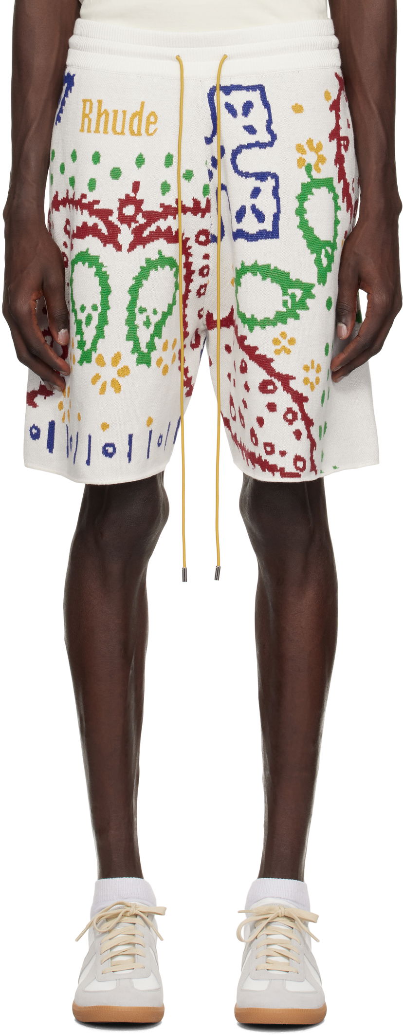 Kratke hlače Rhude Rhude Knit Bandana Shorts Bela | RHPS25SH01472