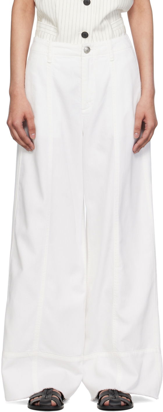 Hlače rag & bone Arianna Featherweight Wide-Leg Jeans Bela | WDD24P29912FWH