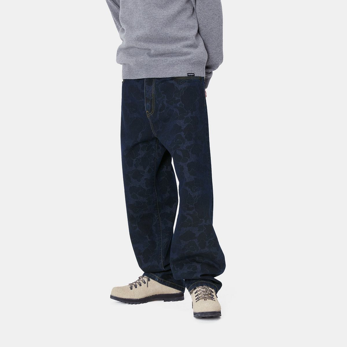 Kavbojke Carhartt WIP Relaxed Fit Printed Cotton Canvas Pants Modra | I033755_3, 1