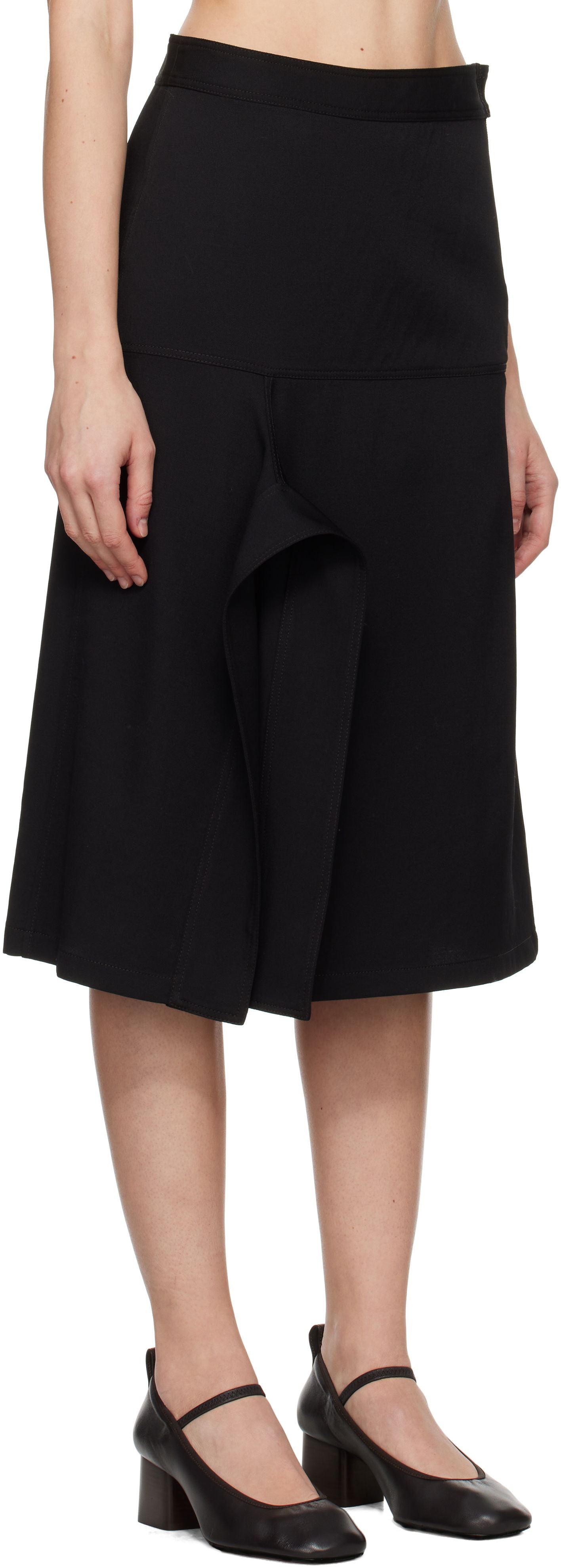 Krila LEMAIRE Lemaire Asymmetrical Wrapover Midi Skirt Črna | SK1043 LF1317, 1