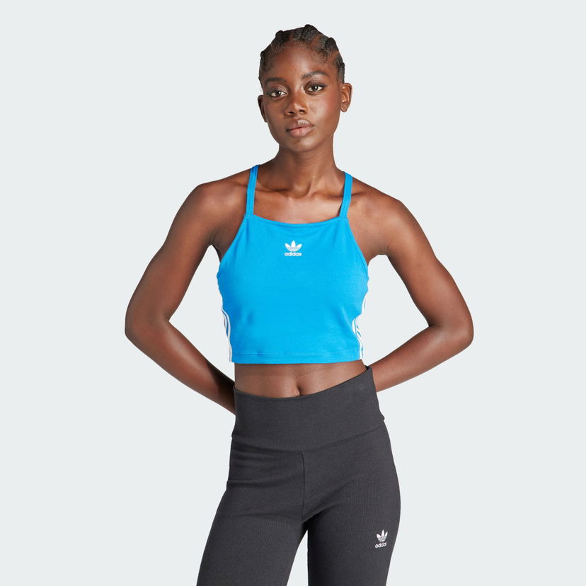 Krop-top adidas Originals Adicolor 3-Stripes Crop Top Turkizna | IN8376