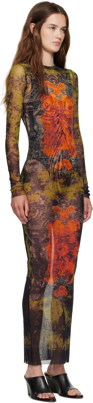 Obleke Jean Paul Gaultier Jean Paul Gaultier 'The Long Médaillon' Mesh Maxi Dress Večbarvna | 25/03-W-DR023-M006P-004115, 1