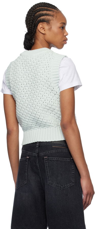 Pleteni pulover GANNI GANNI Textured Cotton Knit Vest Zelena | K2348, 2