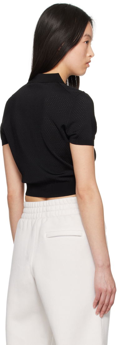 Polo majica Alexander Wang Alexanderwang.t 3D Logo Mesh Cropped Polo Črna | 4KC2251017, 2