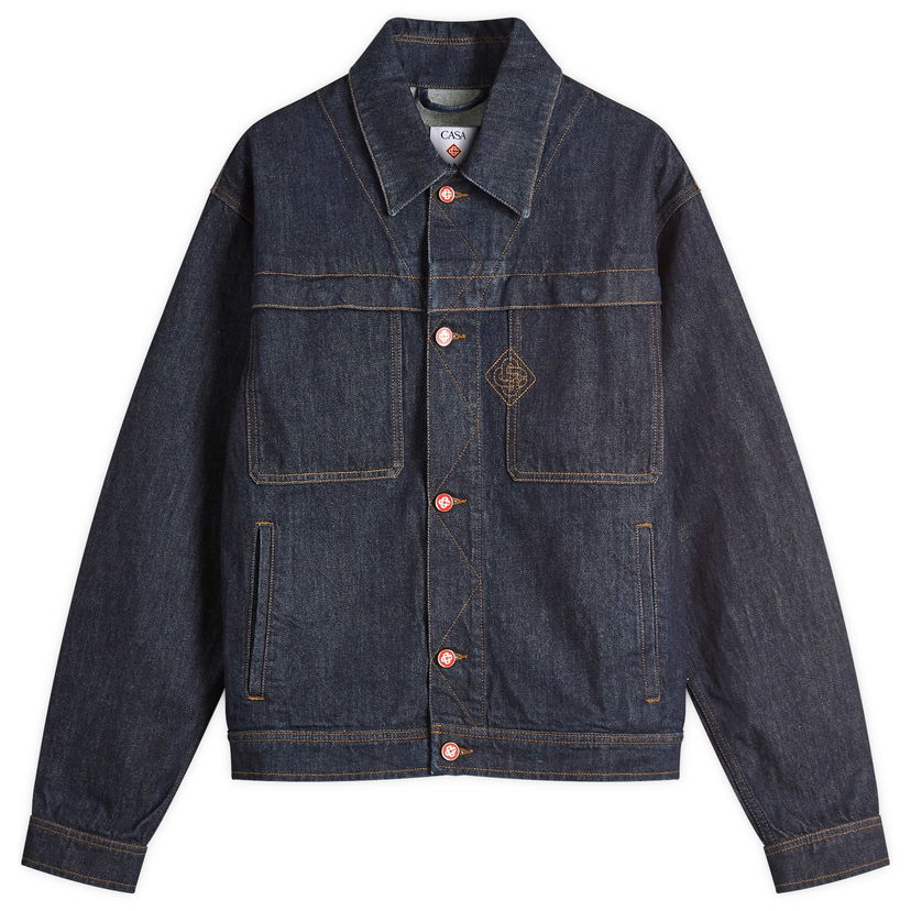 Jakna Casablanca Casablanca Embroidered Monogram Denim Jacket, Size Large Modra | MPF25-JK-401-01