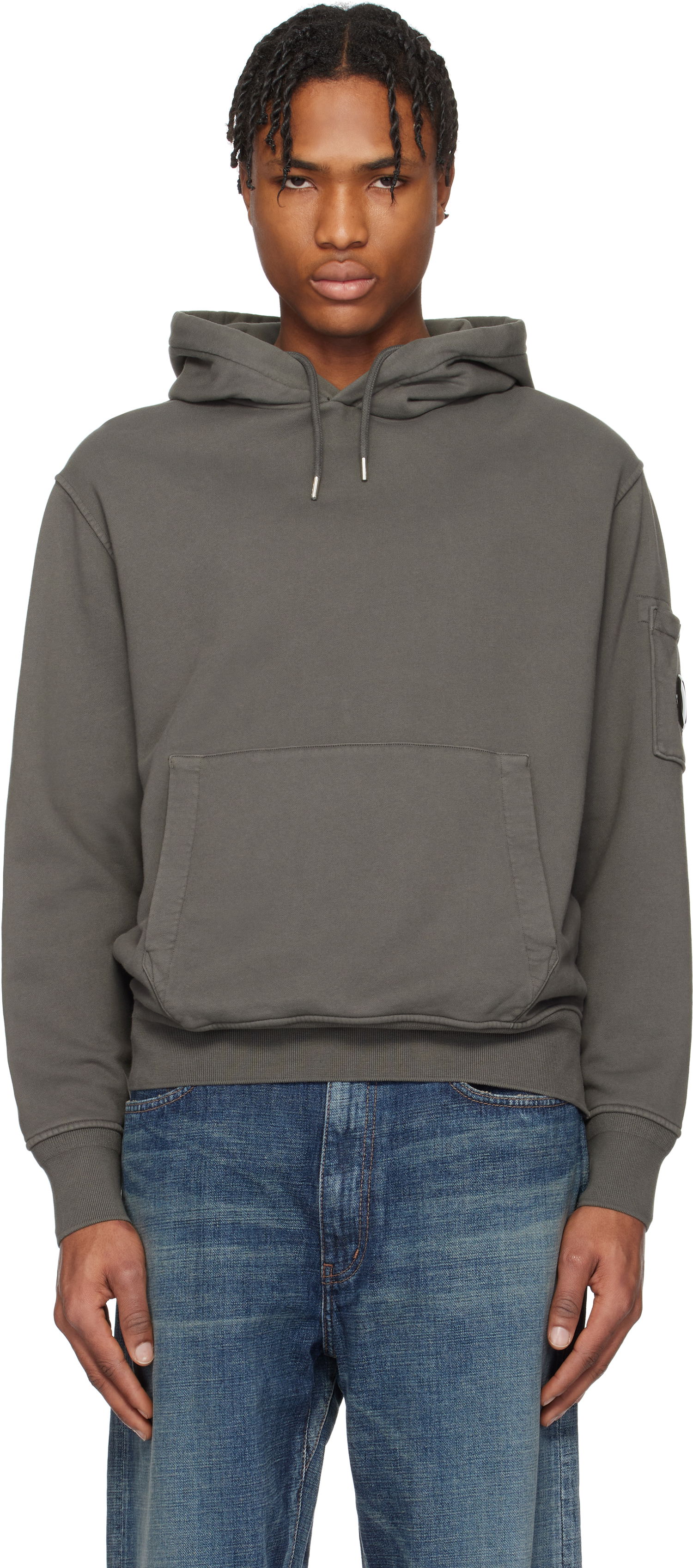 Pulover C.P. Company C.P. Company Diagonal Fleece Resist Dyed Lens Hoodie Siva | 18CMSS099A-110044R, 0