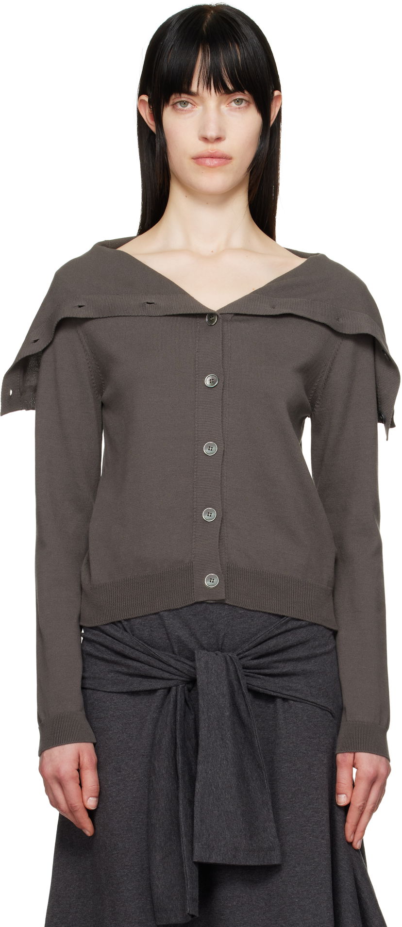 Pleteni pulover OUR LEGACY Our Legacy Open Knit Cardigan Siva | W2253OF