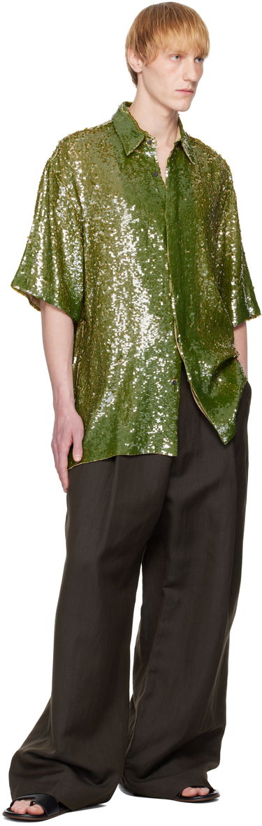 Srajce Dries Van Noten Dries Van Noten Sequin Button-Up Shirt Zelena | 251-080751-1480, 3
