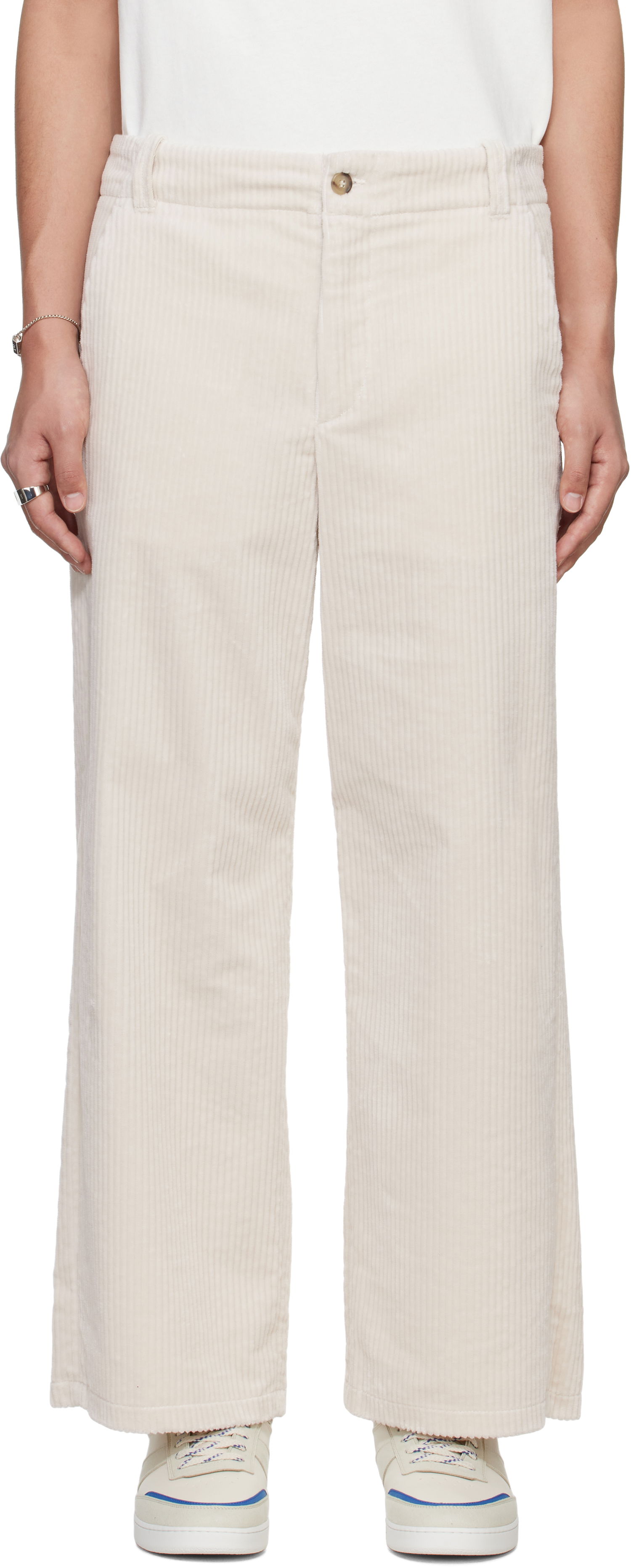 Hlače A.P.C. A.P.C. River Corduroy Wide-Leg Pants Bež | COHDW-H08470, 0