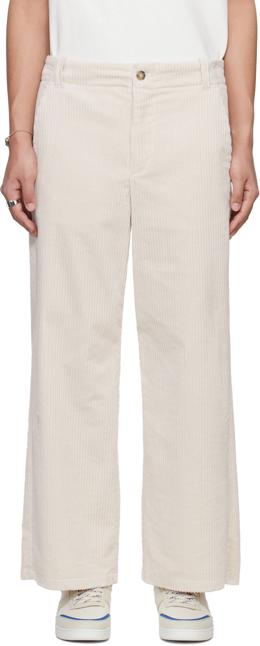 Hlače A.P.C. A.P.C. River Corduroy Wide-Leg Pants Bež | COHDW-H08470