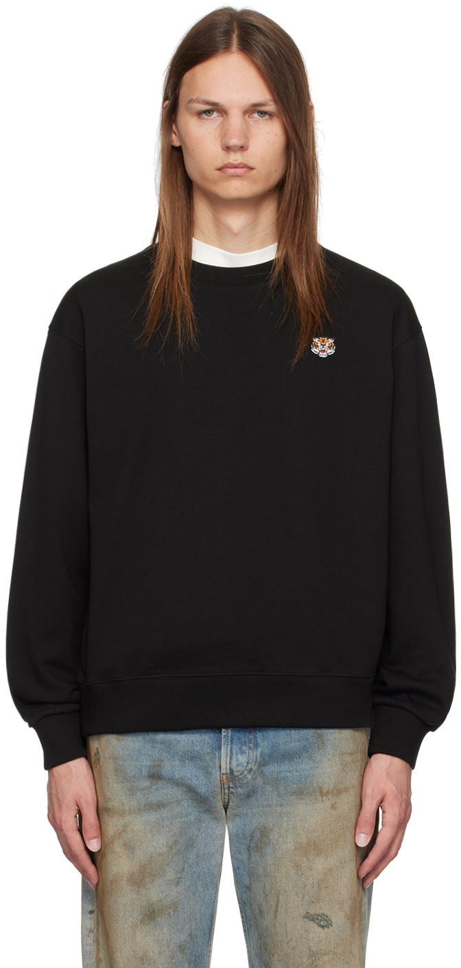 Pulover KENZO Black Paris Lucky Tiger Sweatshirt Črna | FE55SW2084MF