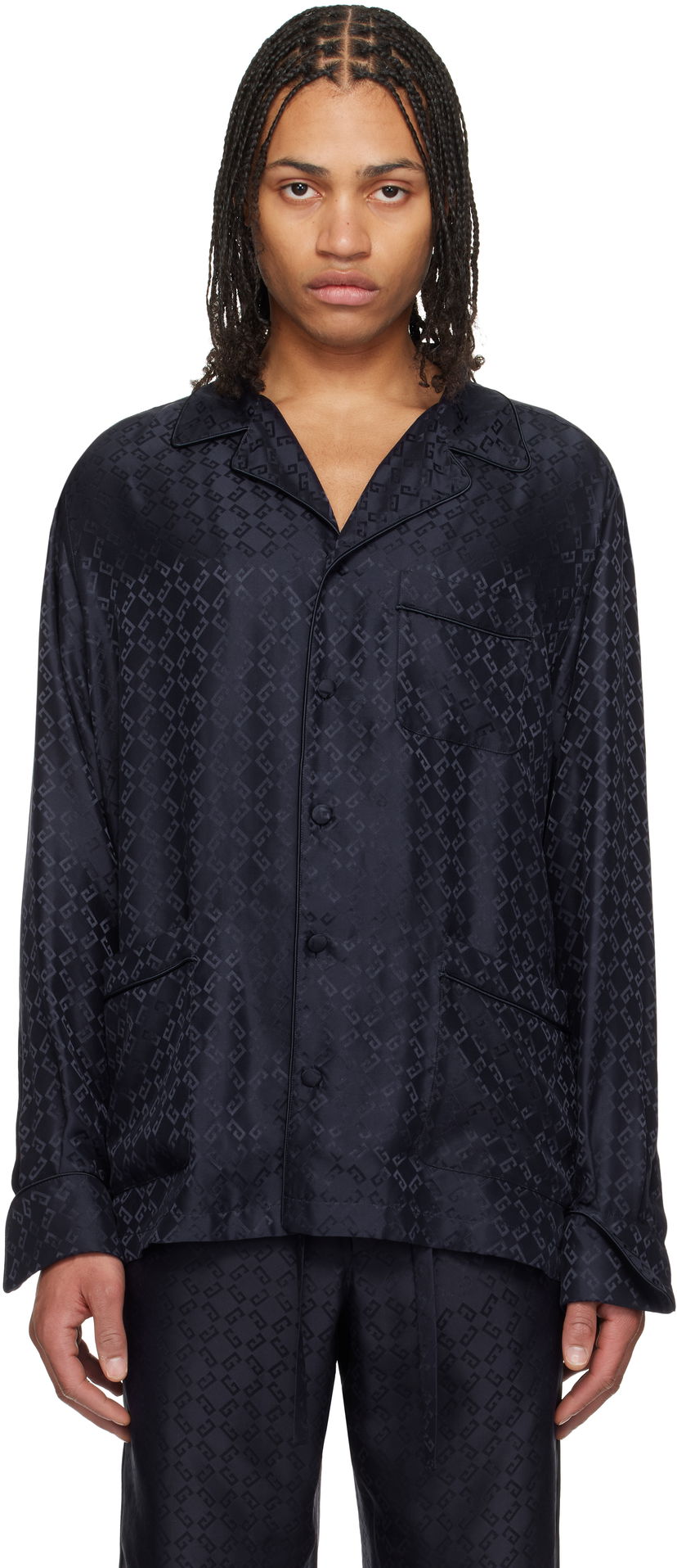 Pižame Givenchy Givenchy Monogram 72 Jacquard Pyjama Shirt Črna | BM612J15U4401