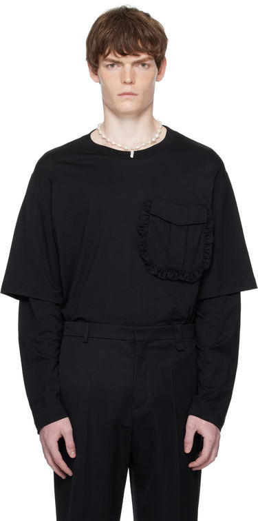 Majica Simone Rocha Simone Rocha Layered Ruffle Pocket Long Sleeve T-Shirt Črna | 5379 0553, 0