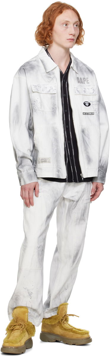 Cargo hlače AAPE by A Bathing Ape AAPE by A Bathing Ape Embroidered-Logo Painter Pants Bela | AAPPTMA682XAMWHB, 4