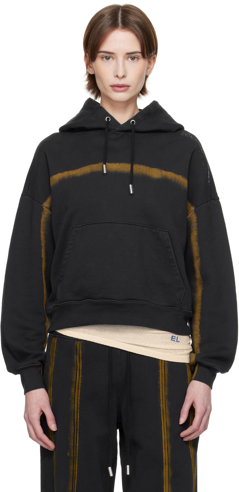 Pulover Eckhaus Latta Eckhaus Latta Printed Hoodie Črna | 251-EL-PS25-D -