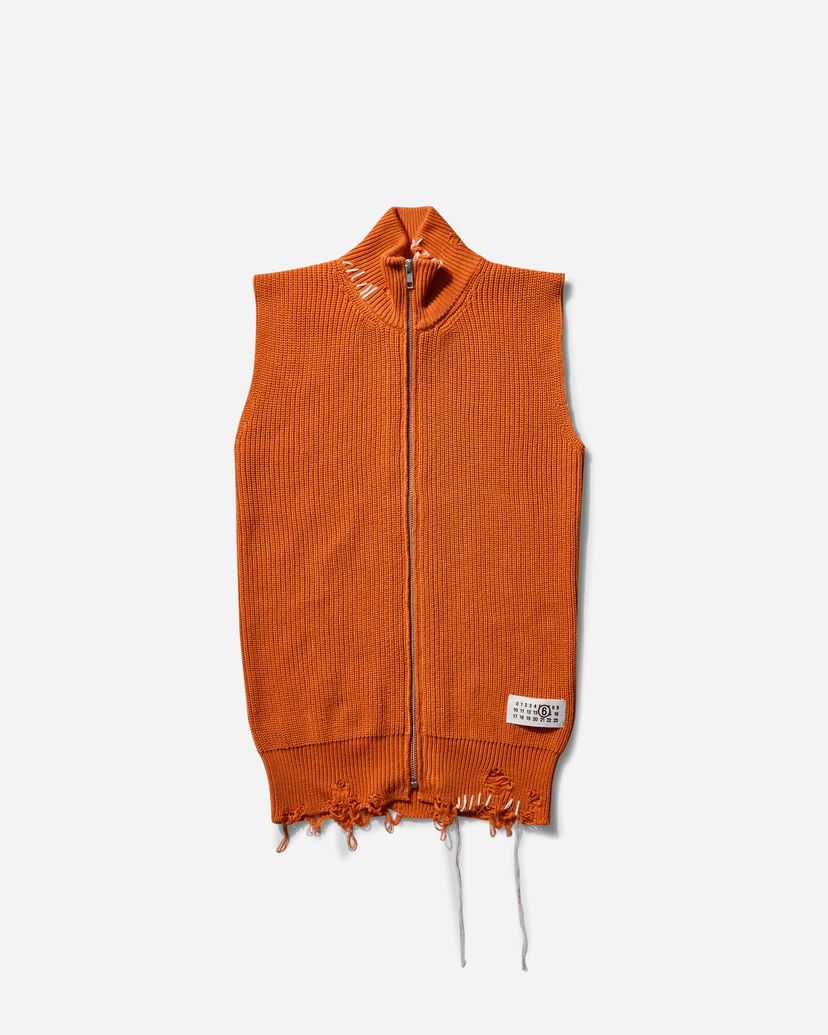 Telovnik Maison Margiela Zipped Knit Vest Oranžna | S52FB0095 186