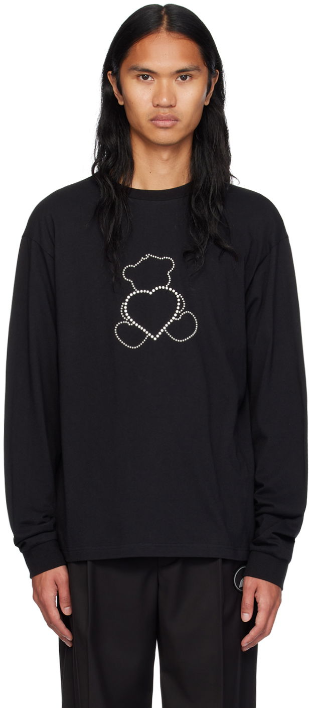 Majica We11done Pearl Bear Long Sleeve T-Shirt Črna | WD-TT2-24-781-U-BK