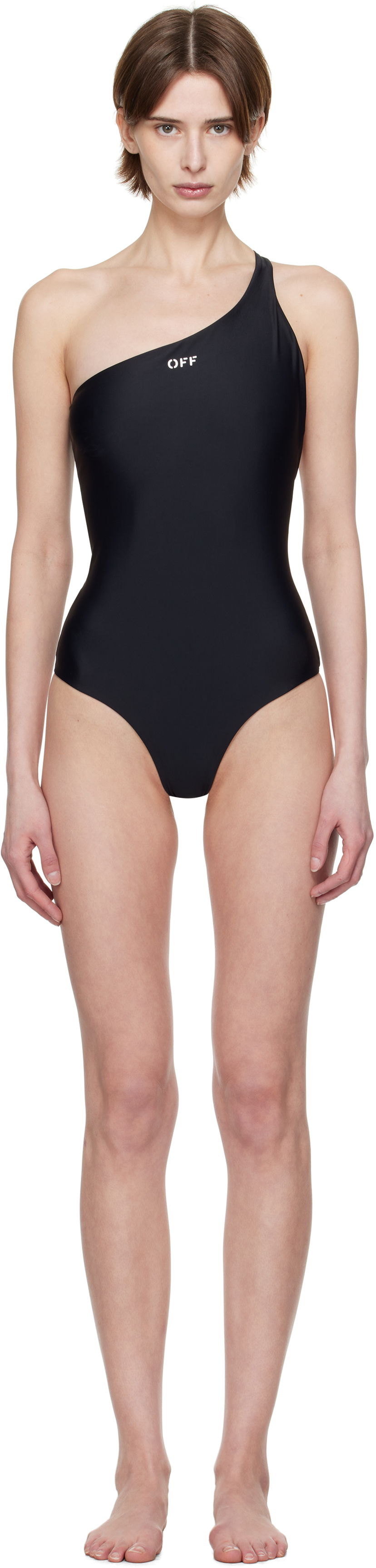 Kopalke Off-White Off-White One-Shoulder Swimsuit Črna | OWFC017C99FAB0031001