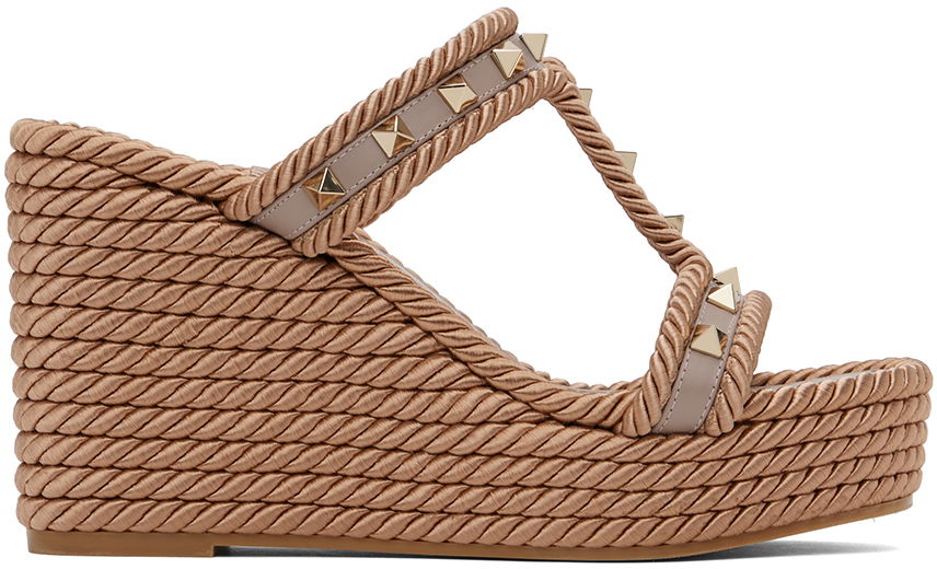 Modni dodatki Valentino Valentino Garavani Rockstud Wedge Heeled Sandals Bež | 5W2S0GI5BAE, 0