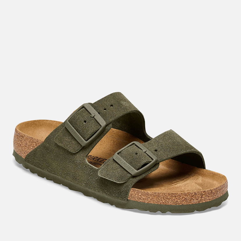 Superge in čevlji Birkenstock Arizona Slim-Fit Suede Double Strap Sandals Zelena | 1025720